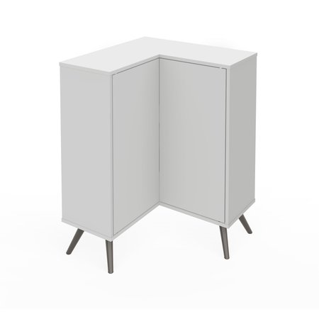 Bestar Krom 27W Corner Storage Cabinet with Metal Legs, White 17162-1117